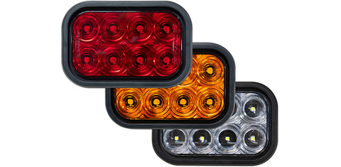 Rectangular 8 LED Turn Dual Intensity Grommet Mount Amber Lens 3 Pole T71-AA0T-1 ***