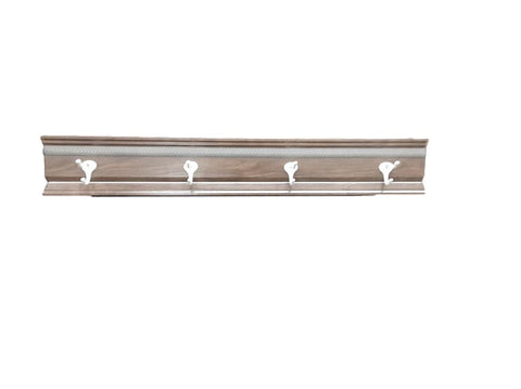 36" Weathered Coat Rack with 4 White Hooks
