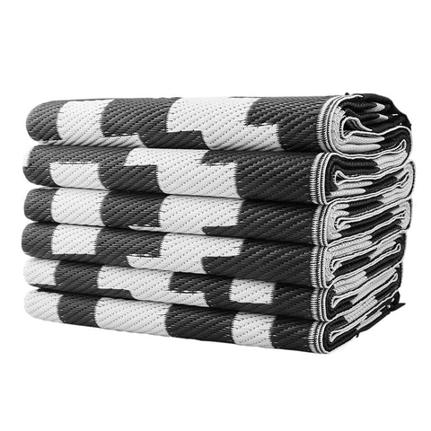 RV Outdoor Rug Reversible Patio Mat 9'x 12' (HT-912BW)