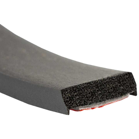 1/4" x 1" Rectangular Peel N Stick Rubber Seal Black 12' L (99-4306-272)