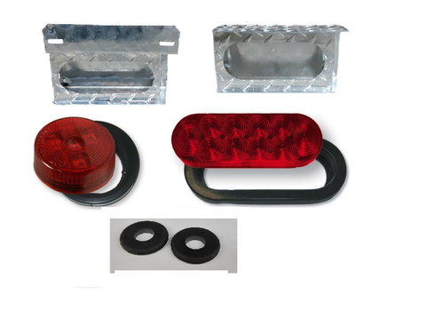 6" Oval Light Box Diamond Plate Aluminum w/License Plate - Kit