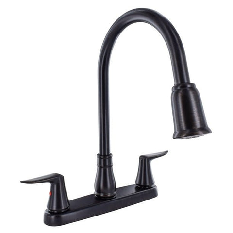 Matte Black  8" Dual Lever Hi-Arc Kitchen Faucet with Pulldown Sprayer (8300-02 MMB)