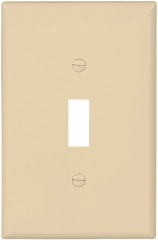 EATON Wiring PJ1V Mid-Size Polycarbonate 1-Gang Toggle Switch Wall plate, Ivory
