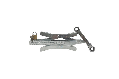 Rugged Trail Products Metal Wheel Chock 1 Pack Silver with Wrench & Padlock ( 17032-S1)