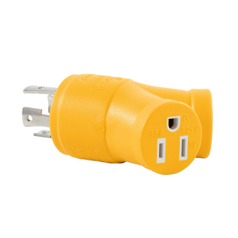 30A Male to 2x15A Female Power Grip Generator Adapter | 4-Prong | 125V | 3750W | 55438