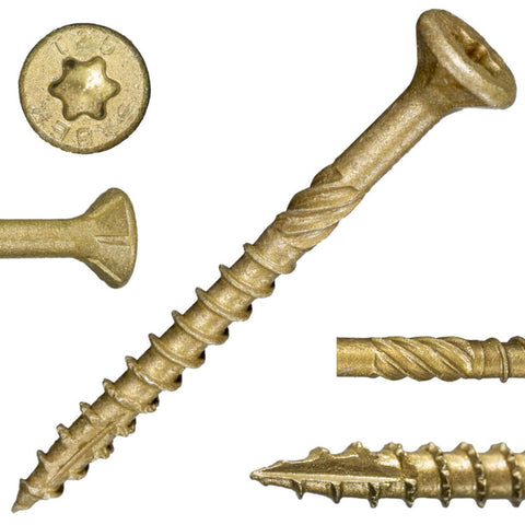 #9 x 2" SaberDrive Tan XL1500 Coating Multi-Purpose Deck Screws 5 LB (Includes Star-Drive Bit) (50752)
