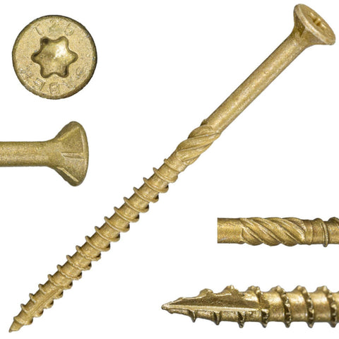 #10 x 3-1/2" SaberDrive Tan XL1500 Coating Multi-Purpose Deck Screws 5 LB (Includes Star-Drive Bit) (50756)