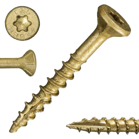 #9 x 1-1/2" SaberDrive Tan XL1500 Coating Multi-Purpose Deck Screws 1 LB (Includes Star-Drive Bit) (50741)