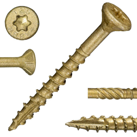 #9 x 1-3/4" SaberDrive Tan XL1500 Coating Multi-Purpose Deck Screws 1 LB (Includes Star-Drive Bit) (50742)