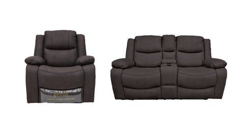 Great Lakes Comfort® Boston Series - 67" Manual Theatre Couch + Swivel, Rock & Recliner Set - RV Wall Hugger  - Manual - Chocolate