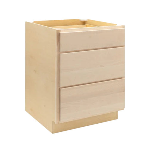 3 Drawer 27" Pots and Pans Base Cabinet - Raw Maple