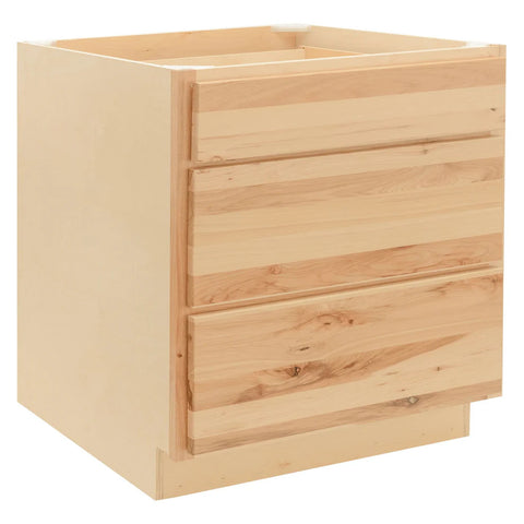 3 Drawer 15" Pots and Pans Base Cabinet - Raw Hickory