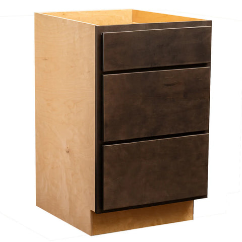 3 Drawer 18" Pots and Pans Base Cabinet - Espresso Stain