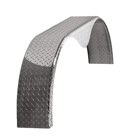Diamond Plate Aluminum | Tandem Teardrop Fender | 64"L x 10"W x 20"H | for Double Axle Trailer