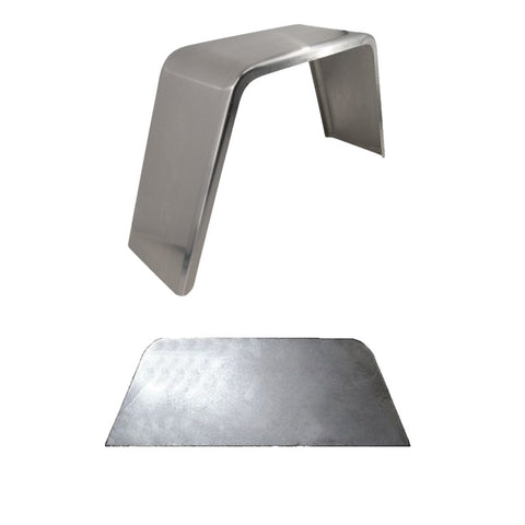 Smooth Aluminum | Flat Top Fender | 34"L x 10"W x 17"H | for Single Axle Trailer | Single Fender w/Fender Back Kit