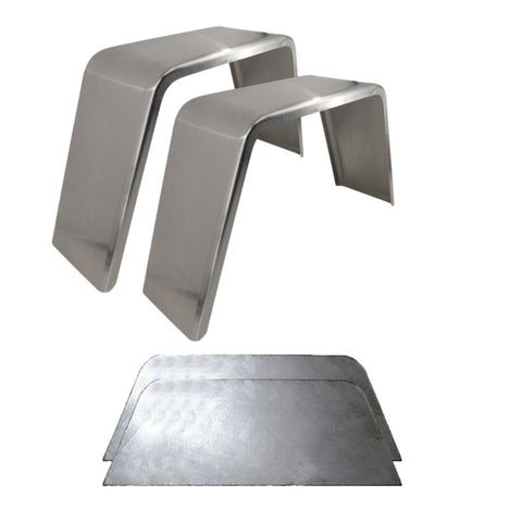Smooth Aluminum | Flat Top Fender | 34"L x 10"W x 17"H | for Single Axle Trailer | 2 Pack of Fenders w/Fender Backs Kit