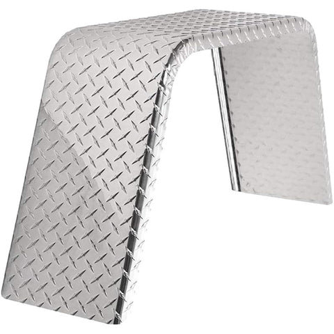 Diamond Plate Aluminum | Flat Top Fender | 28"L x 8"W x 10"H | for Single Axle Trailer ***