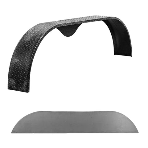 Diamond Plate Steel | Tandem Teardrop Fender | 72"L x 10"W x 20"H | for Double Axle Trailer | Single Fender w/Fender Back Kit