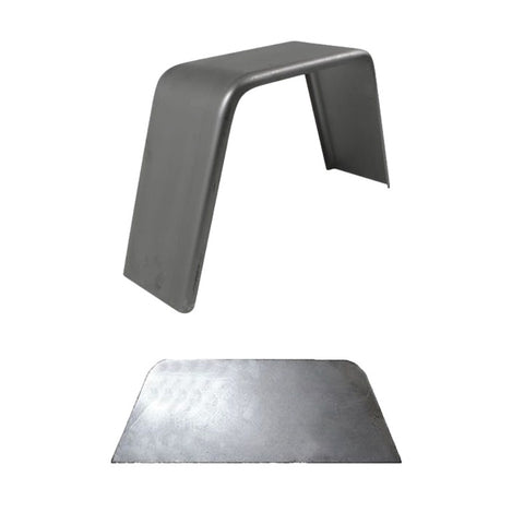 Smooth Steel | Flat Top Fender | 34"L x 10"W x 17"H | for Single Axle Trailer | Single Fender w/Fender Back Kit