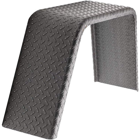 Diamond Plate Steel | Flat Top Fender | 32"L x 10"W x  15"H | for Single Axle Trailer
